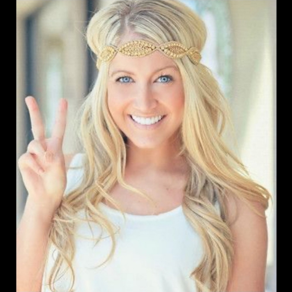 ✨Anthro Boho Jeweled Gold Headband🎀 - Picture 4 of 4